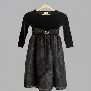 Marmellata Black Velvet & Jacquard Holiday Dress Girls 6X Party Christmas